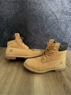 Timberland Wheat Nubuck Work Boots with Black Collar